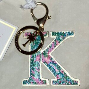 Lilly Pulitzer Leatherette K Letter Initial Keychain / Bag Charm - NWT